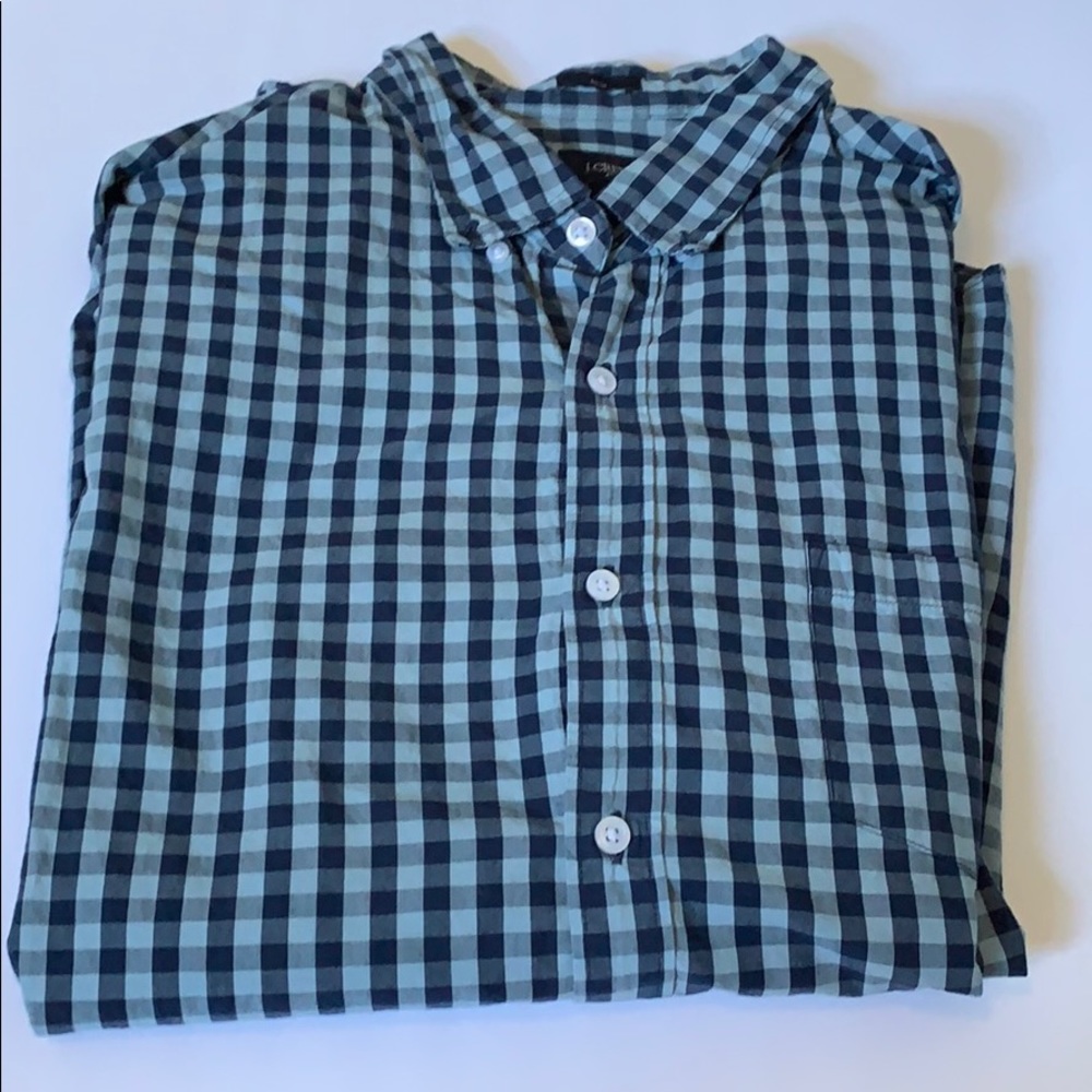 Blue J. Crew slim fit gingham button down shirt